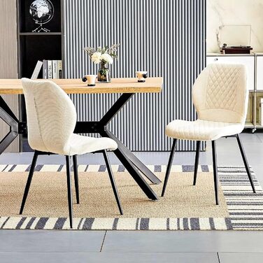 Набір обідніх стільців 6 шт., обідні стільці для кухні, вітальні, спальні, ресепшен, ергономічні, з м'яким сидінням, бежеві