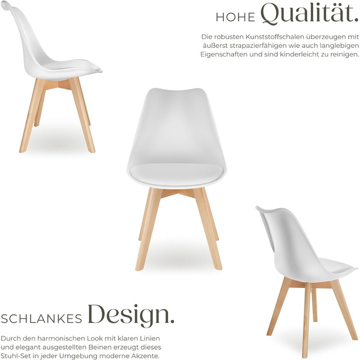 Тектейк® Стільці для їдальні Frederikke II - набір 6 шт. Сучасні кухонні стільці, скандинавський дизайн, чорний колір