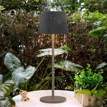 LED-лампа K-Bright на акумуляторі, диммер, тепле світло, для дому та вулиці, USB-C, 3000K, темно-сірий