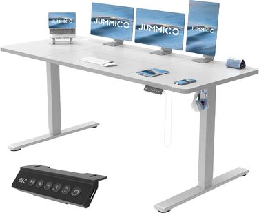 Регульований стіл JUMMICO з USB-зарядкою, електричний, 120x60 см (сірий)