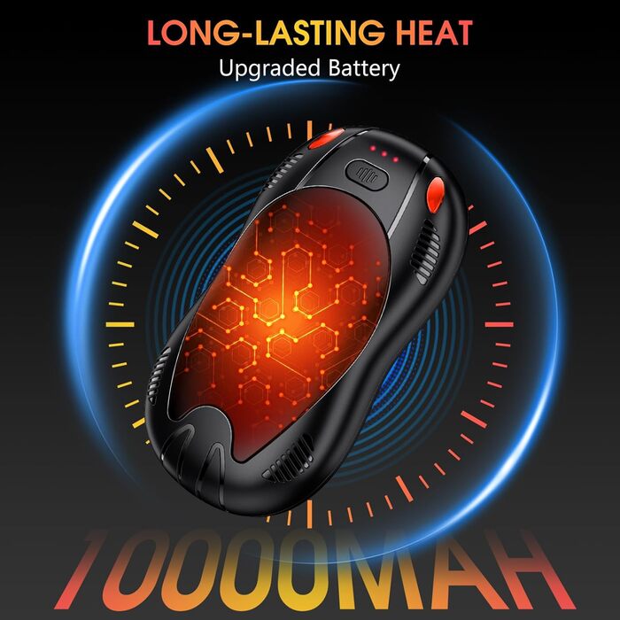 Електричний грілка для рук FANDLISS 10000mAh, 2 шт., з магнітним кріпленням, 3 режими нагріву, для кемпінгу та відпочинку на природі