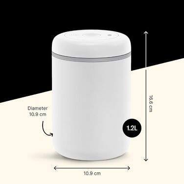 Контейнер Fellow Atmos для кави та продуктів 1.2 л, матовий білий, великий