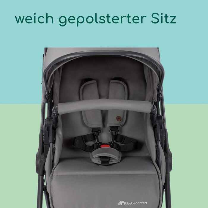 Дитяча коляска Bebeconfort Breeze Trio 3-в-1, 0-4 роки, до 22 кг, i-Size, компактна, сірий камінь