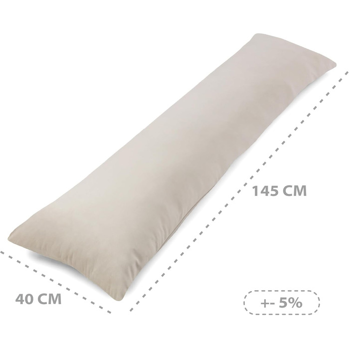 Подушка для вагітних та годування Totsy Baby 40x145 см, подушка для сну на боці з чохлом, сертифікат Oeko-Tex, бежева