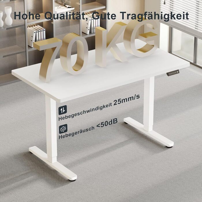 Електричний регульований стіл Flamaker з телескопічною основою та пам'яттю, білий