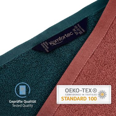 Набір рушників Komfortec 8 упаковок, 100 бавовна, 4 банні рушники та 4 рушники для рук, бензиновий/козячий, махрова тканина, м'яка