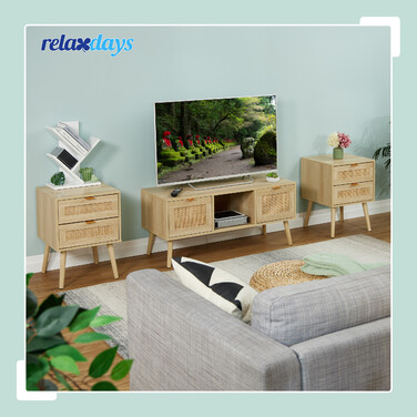 Приліжкова тумбочка з ротанга Relaxdays 2 шухляди