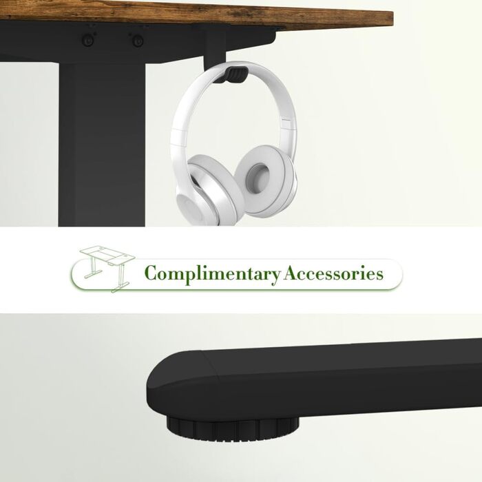 Електричний регульований стіл JUMMICO 160x80 см з підзарядною станцією, білий/коричневий, з кабелеуправлінням