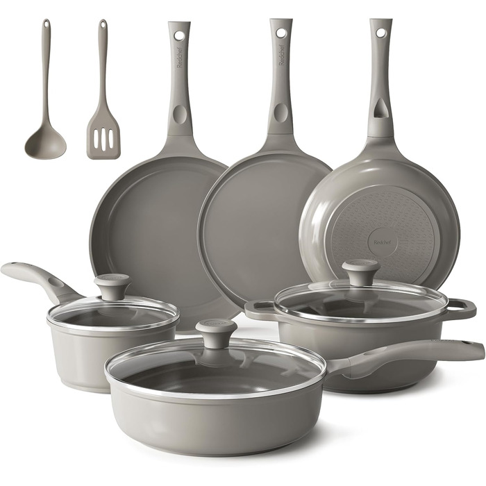 Набір каструль Redchef Keramik Induktion, 11 предметів, з кришкою, нержавіюча сталь, сірий