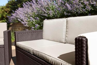 Садовий диван Allibert Victoria 2-місний ротанг коричневий з подушками 129x63x77 см