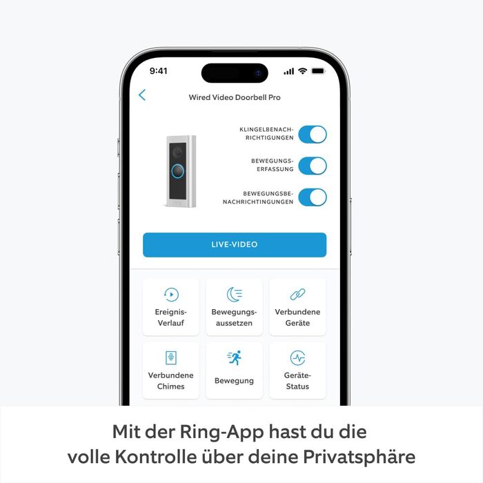 Відеодзвінок Ring Pro з кабелем (раніше Video Doorbell Pro 2) від Amazon | Дзвінок з камерою, 1536p HD відео, панорамний огляд, 3D-детектор руху, Wi-Fi, дротове підключення. Тільки пристрій