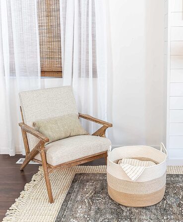 Плетені кошики OrganiHaus: великий кошик для зберігання, плетений кошик для білизни, іграшок, ковдр та подушок (50x33 см, 3 кольори, медовий)