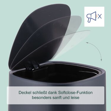 Відро для сміття Relaxdays, 5 л, з м'яким закриттям