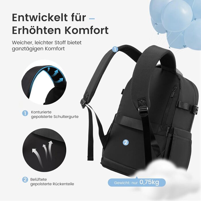 LOVEVOOK Рюкзак для жінок, чорний, 15.6 дюймів, водовідштовхуючий, з відділенням для ноутбука, для школи, університету, роботи