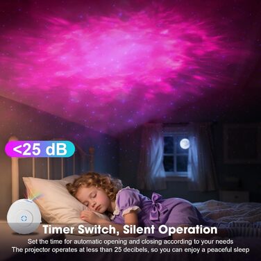 Проєктор зоряного неба Smart Sternenhimmel WiFi з пультом, додатком та голосовим керуванням, 16 млн кольорів, тихий (25 дБ), 4 кути нахилу, блакитні зірки