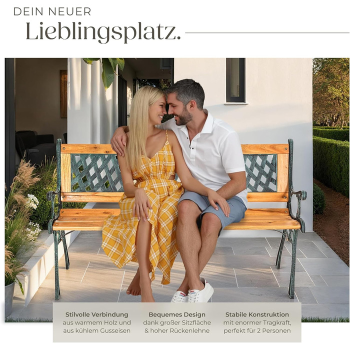 Гарна лавка для саду Tectake® на 2 особи, з дерева, у стилі кантрі. Ідеально підходить для зимового саду, балкону або саду. Розміри: 119,5 x 62 x 83 см (модель 'Michaela')