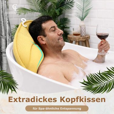 Подушка для ванни повне тіло (152x56 см) з підголівником (11 см) - підтримка шиї, спини та ніг - бежева. З сумкою для прання та подорожей, гачком для сушіння.