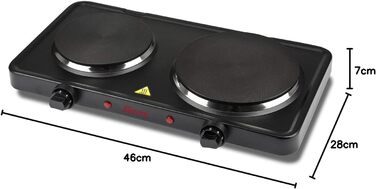 Електрична плитка Girmi PE26 з чавунною поверхнею, 1500 Вт, 5 температурних режимів, діаметр 18,5 см, чорна