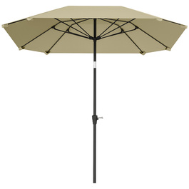 Outsunny parasol Ø233 см, парасолька з функцією складання, восьмикутний балкон парасолька пляжна парасолька вітрозахисна стайня ринок парасолька кривошипний парасолька сонцезахисний для пляжу балкон тераса сад, бежевий
