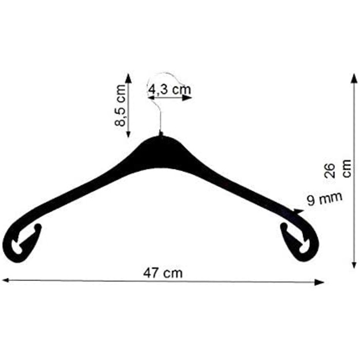Пластикова вішалка для одягу Hagspied, чорний гачок для спідниці, 43 см, 20 шт. (30 шт. Na47s)