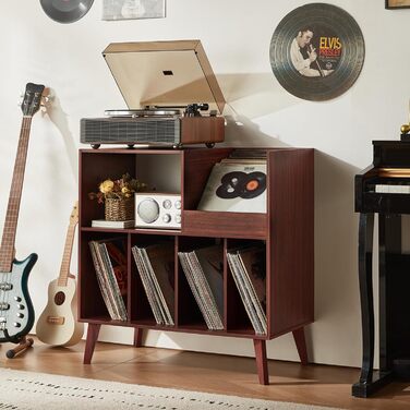 Стійка для платівок з полицями, органайзер для вінілових платівок на 300 альбомів, горіх