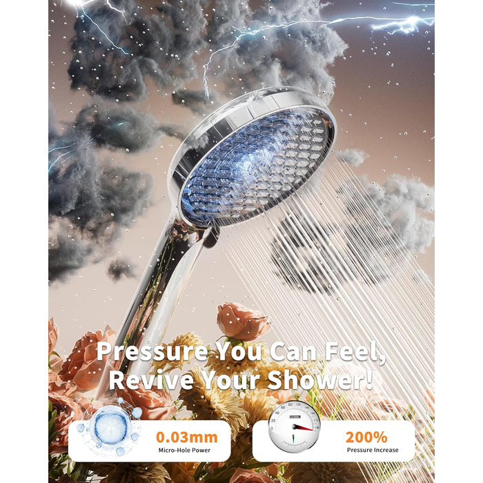 Фільтр для душу Cobbe зі шлангом, ручна лійка з 3 вугільними фільтрами, душова лійка з 6 режимами, високонапірний економічний душ з фільтром від накипу для жорсткої води, видаляє 99% хлору (чорний)