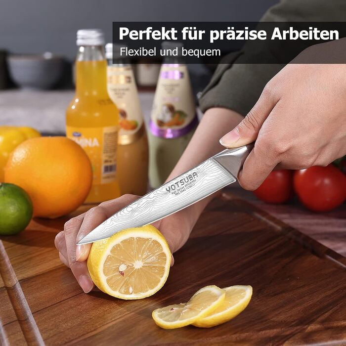 Набір професійних кухонних ножів YOTSUBA з дерев'яним блоком та точилкою, кухонні ножі з нержавіючої сталі, набір кухонних ножів для кухні (універсальний ніж 13 см)