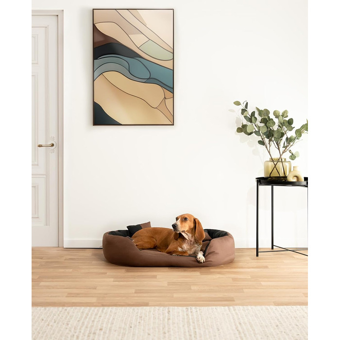 Лежак для собак lionto 4-в-1, (M) 85x70 см, чорний/коричневий