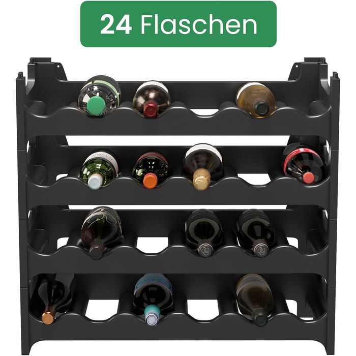Стеллаж для вина ARTECSIS на 24 пляшки, пластиковий, для ресторанів, модульний, чорний
