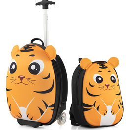 Дитяча валіза та рюкзак COSTWAY, дитячий візок 1216, ручна поклажа (тигр)
