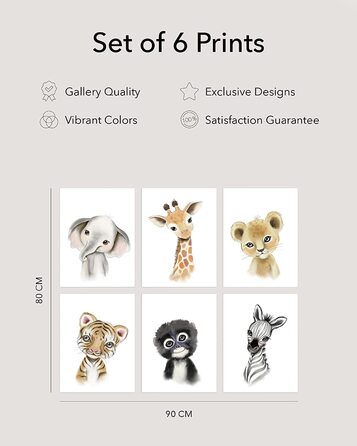 Набір з 6 постерів на стіну для дитячої кімнати Hambient: Африканські тварини, 30x40 см (без рамки)