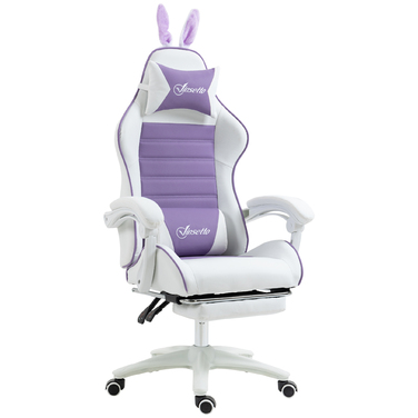 Ігровий крісло Vinsetto Ergonomischer Gamer Stuhl з підтримкою попереку, підставкою для ніг, ігровий крісло з вушками кролика, подушкою для голови, офісне крісло з регульованою спинкою та функцією відкидання спинки, фіолетовий | Aosom