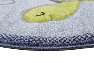 Сучасний дитячий килимок з коротким ворсом Esprit з мотивом черепахи - Черепаха (круглий 120 см, синьо-зелений) Синій Зелений 120 см круглий