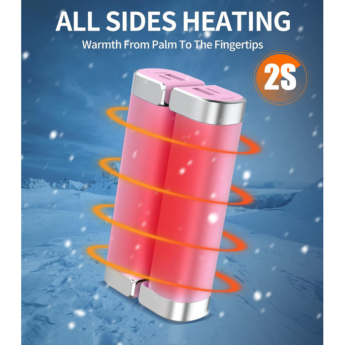 Електричні грілки для рук 5000mAh (2 шт.) - багаторазові, для активного відпочинку, зимовий подарунок для дітей, жінок та чоловіків (рожевий)