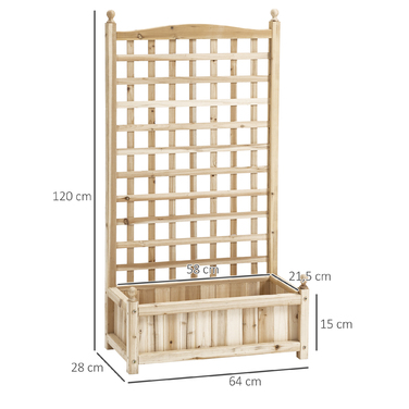 Балконний ящик Outsunny Climbing Plants, 1,2 м, ящик для кашпо з решіткою, ящик для квітів з ширмою конфіденційності, натуральне дерево