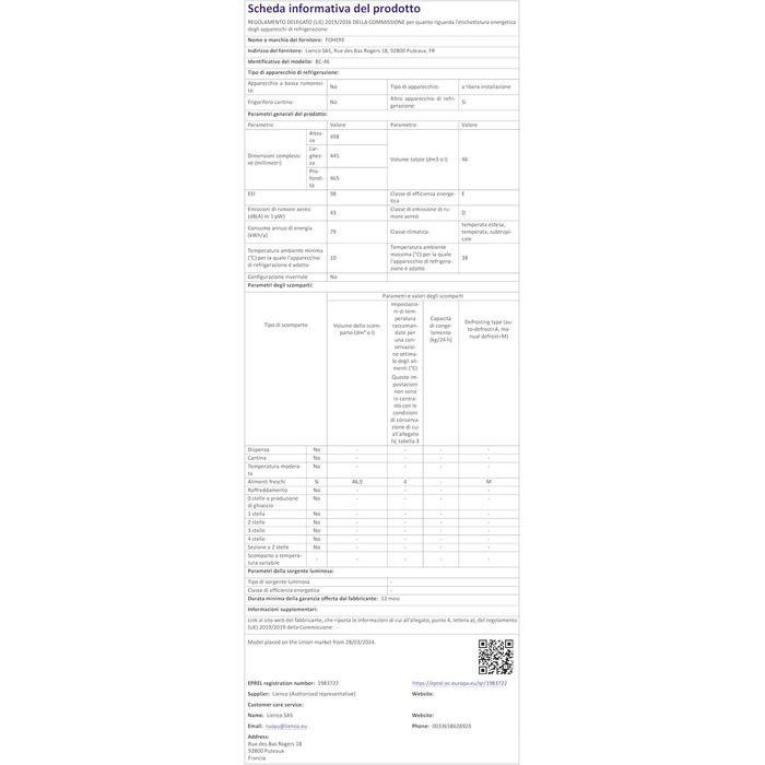 Міні-холодильник FOHERE 46L з відділенням для льоду | Компактний холодильник | Регулювання температури, енергозбереження, тиха робота | Холодильник для напоїв ідеально підходить для офісу, кемпінгу та геймінгу | Змінний бік відкривання дверцят | Чорний