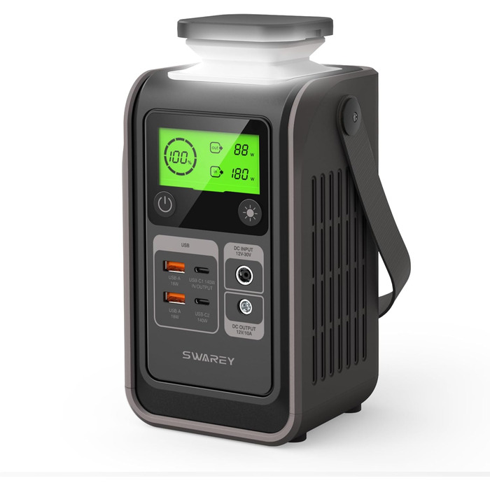 Портативна електростанція 192Wh LiFePO4, 140W USB-C, сонячний генератор 180W для кемпінгу, подорожей, надзвичайних ситуацій