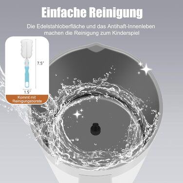 Електричний спінювач молока 400 мл 4-в-1 для гарячого та холодного молока, автоматичне вимкнення, для капучіно, лате макіато