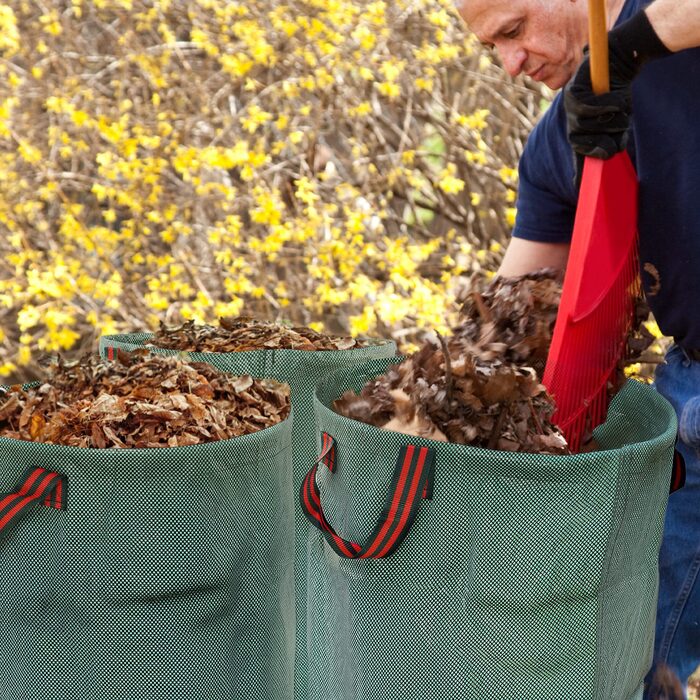 Outsunny Garden Bag 3x300L Водонепроникний мішок для садових відходів з ручками, стабільний мішок для листя, автономні садові мішки із захистом від ультрафіолету, багаторазові мішки для садових відходів Зелені відходи