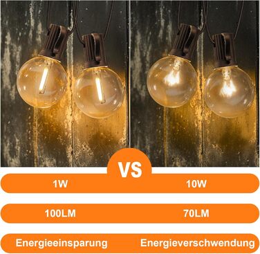 BRIMAX LED гірлянда для вулиці 30м, IP44, 46+4 лампочки G40, 2200K, розширювана, для кемпінгу, свят, вечірок