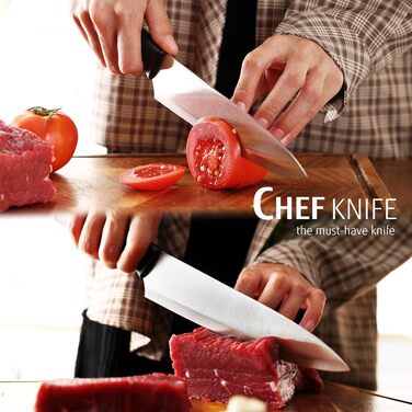 Набір кухонних ножів 7 предметів з бруском, нержавіюча сталь, кухонні ножі з кухонними ножицями, чорний, для професійних кухарів та поціновувачів