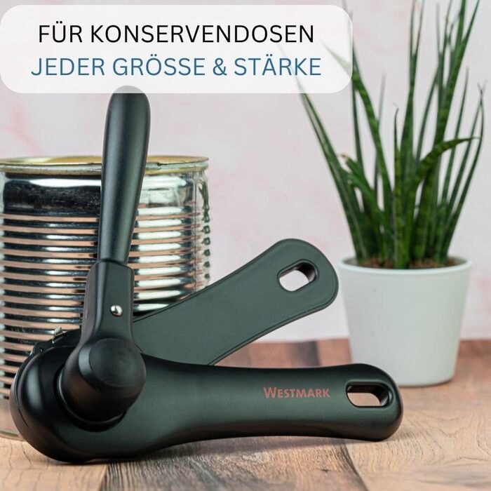Відкривачка для банок Westmark з пружинним механізмом та плоскогубцями, 17.5 см, нержавіюча сталь/пластик, чорний
