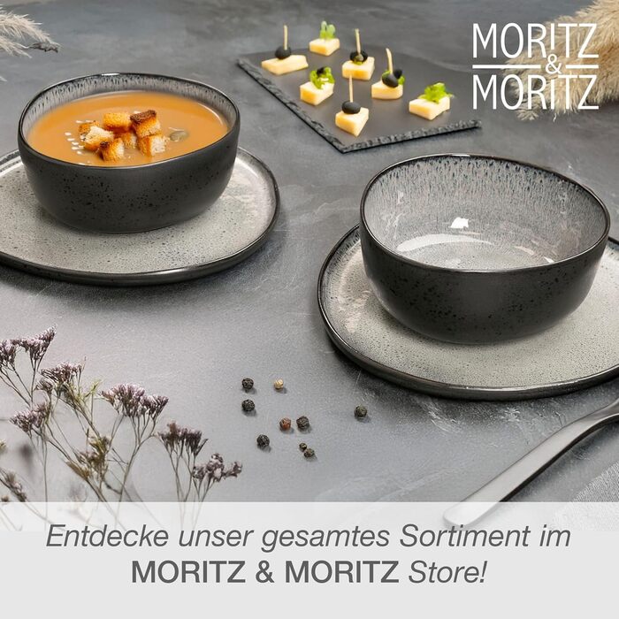 Набір посуду Moritz & Moritz ORGANIC на 6 осіб (18 предметів) - Елегантний набір тарілок з високоякісної кераміки (сірий)