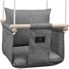 Дерев'яна гойдалка для дітей NATILU® - Indoor/Outdoor | Гойдалка для дому та вулиці | NATILU® Silver