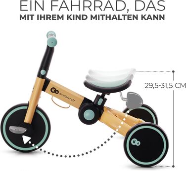 Триколісний велосипед Kinderkraft 4TRIKE 3в1: бігобіл, самокат, велосипед, складаний, для дітей від 12 місяців до 5 років (жовто-блакитний)