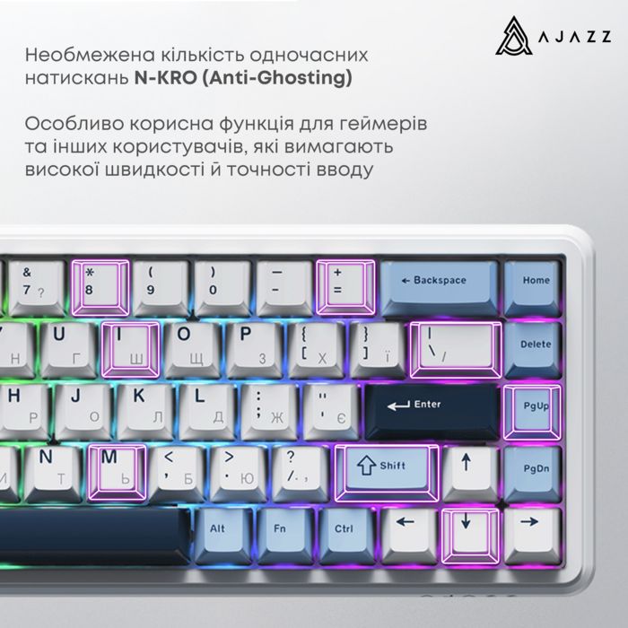 Клавіатура механічна бездротова Ajazz AK680 MAX (8+8K) Magnetic Switch RGB Wireless/BT/USB White
