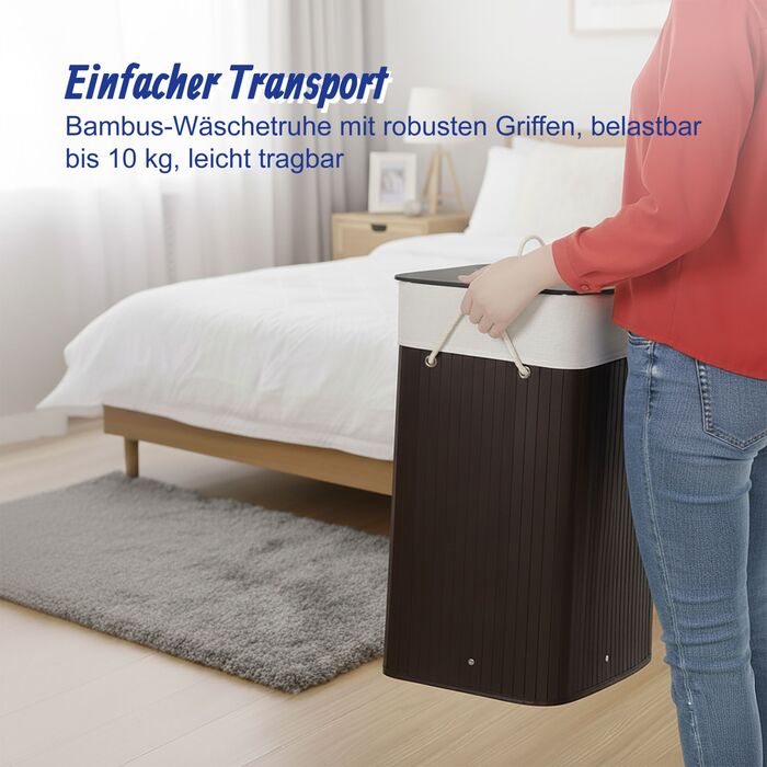 Кошик для білизни Relaxdays з бамбука та кришкою