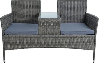 Садові меблі ESTEXO з ротангу для 2 осіб: Лавка, комплект для відпочинку, балконні меблі, сірий антрацит