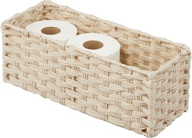 Тримач для туалетного паперу в сільському стилі mDesign, плетений кошик для фермерського будинку-невеликий органайзер для зберігання речей у ванній, на стійці або унітазі-вміщує 3 рулони туалетного паперу-сірий омбре(сіро-коричневий)