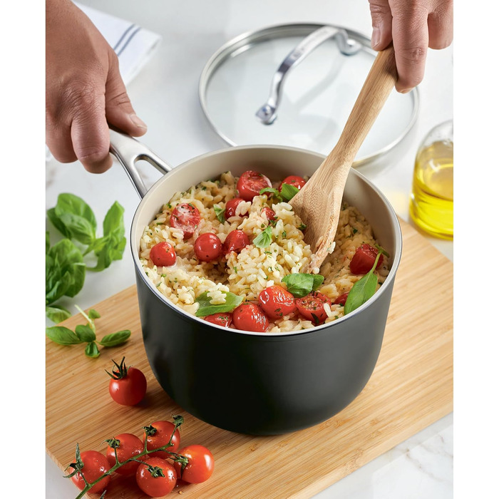 Набір кухонного посуду KitchenAid з емальованої кераміки, антипригарне покриття, 9 предметів, матовий чорний (3 літри)